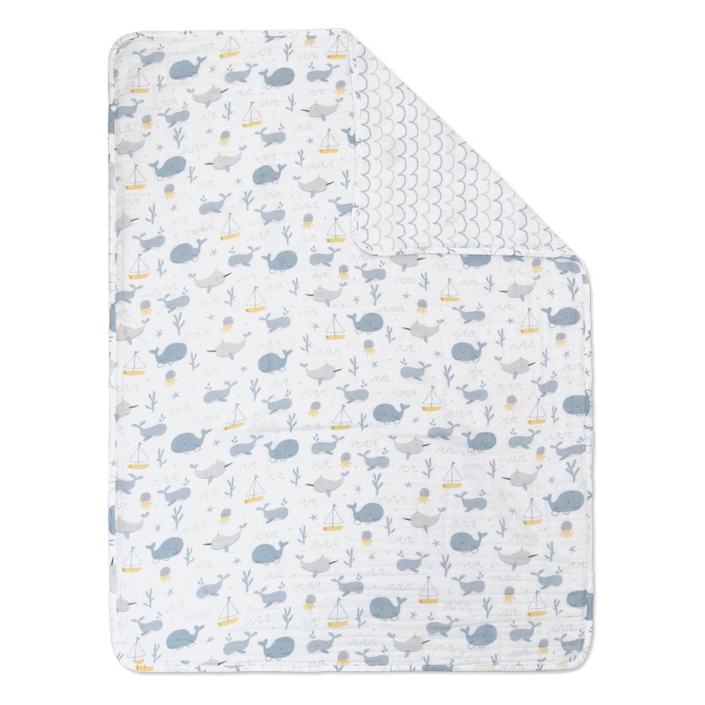 Living Textiles Muslin Stroller Blanket - Whale Of A Time 203277