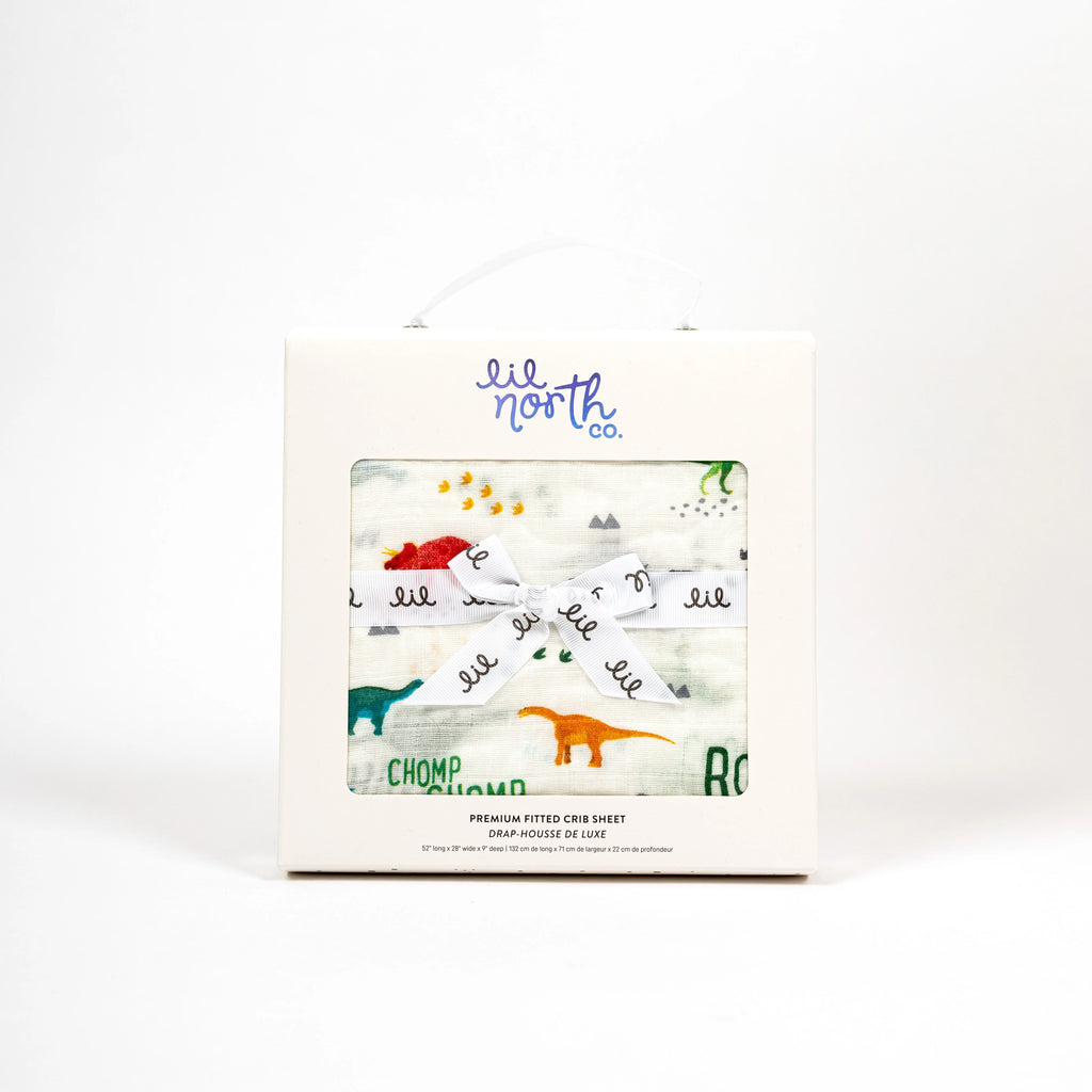 Lil North Co.Muslin Crib Sheet - Modern Dinos