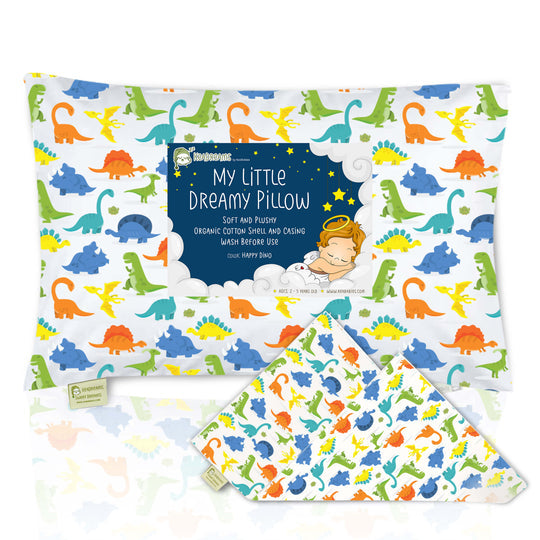 KeaBabies Printed Toddler Pillowcase 13x18'' - Happy Dino
