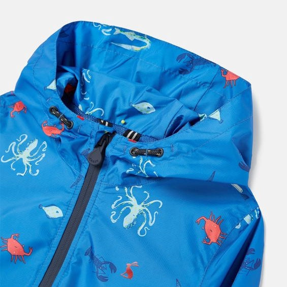 Joules Arlow Waterproof Packable Jacket - Blue Sea Creatures