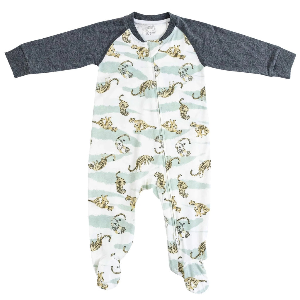 Nest Designs Bamboo Jersey One-Piece Zip Footed Sleeper - Jungle Stripes