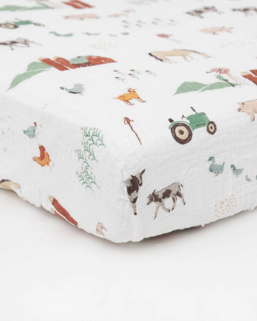 Little Unicorn Cotton Muslin Crib Sheet - Farmyard