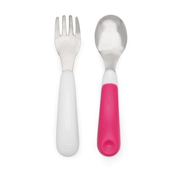 OXO On-the-Go Fork and Spoon Set with Case - Pink