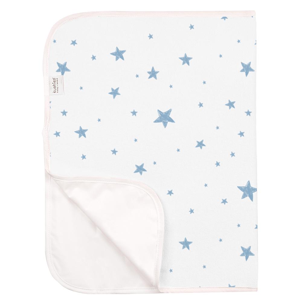 Kushies Deluxe Terry Portable Changing Pad - Blue Scribble Stars (P215-605)