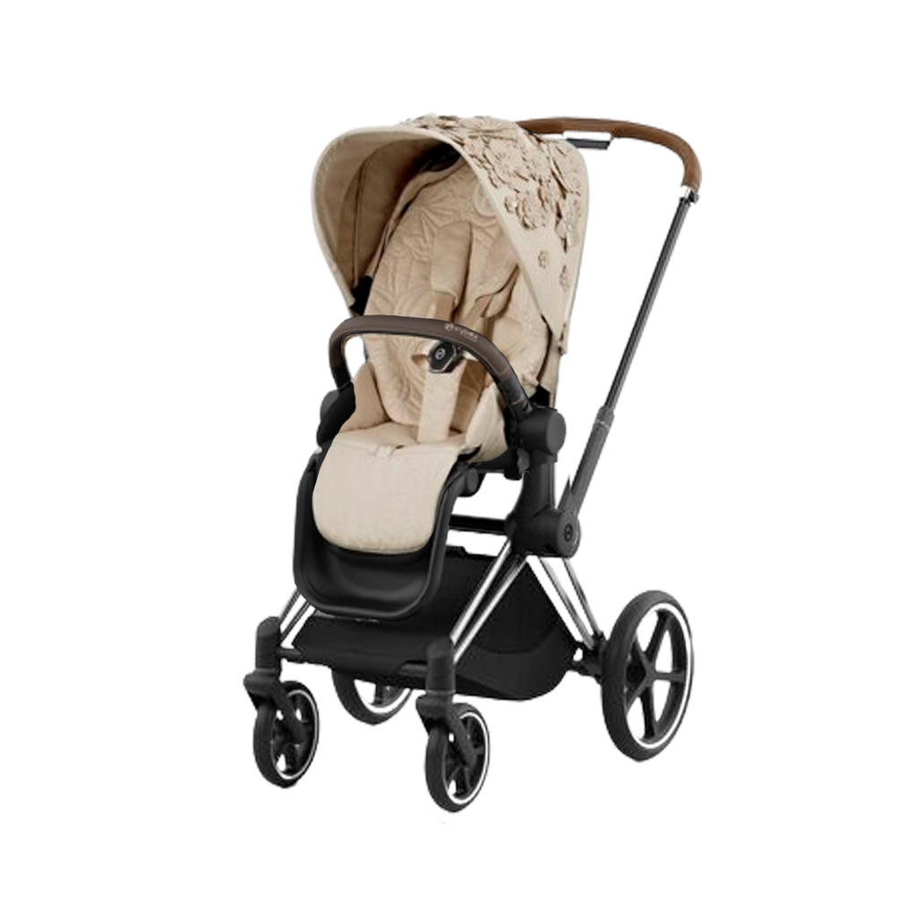 Cybex Priam4 - Chrome Brown Frame with Simply Flowers Beige Seat