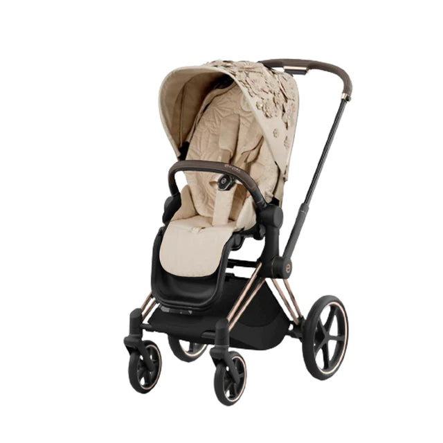 Cybex Priam4 - Rose Gold Frame with Simply Flowers Beige Seat