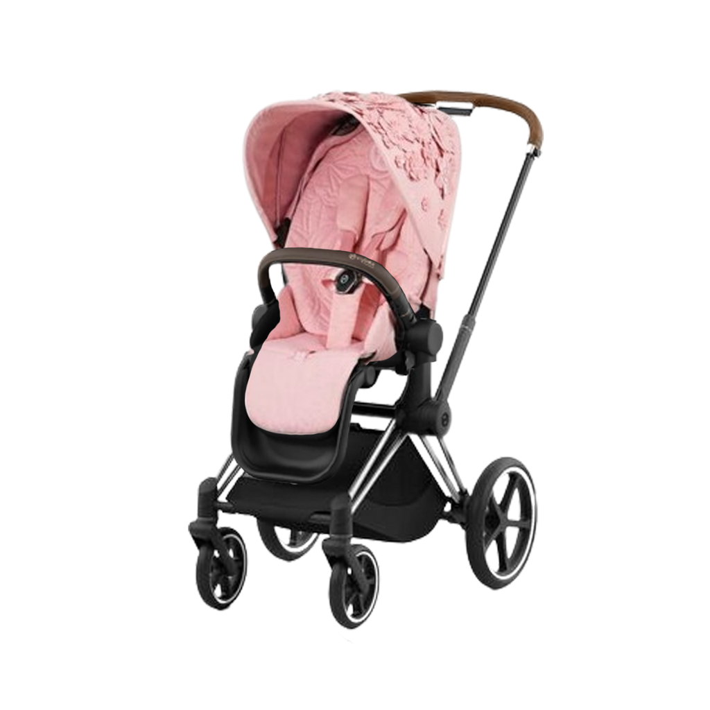 Cybex Priam4 - Chrome Brown Frame with Simply Flowers Pink Seat