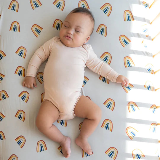 Kyte Baby Crib Sheet - Rust Rainbow On Oat