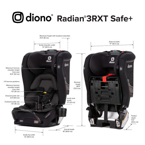 Diono Radian 3RXT Safe+ Convertible Car Seat - Black Jet