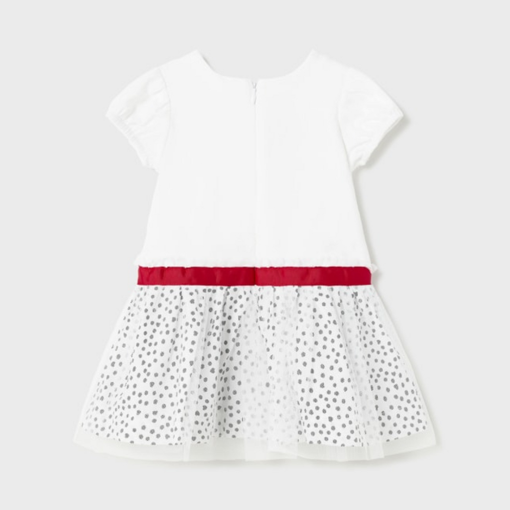 Mayoral Combined Tulle Dress With Polka Dots