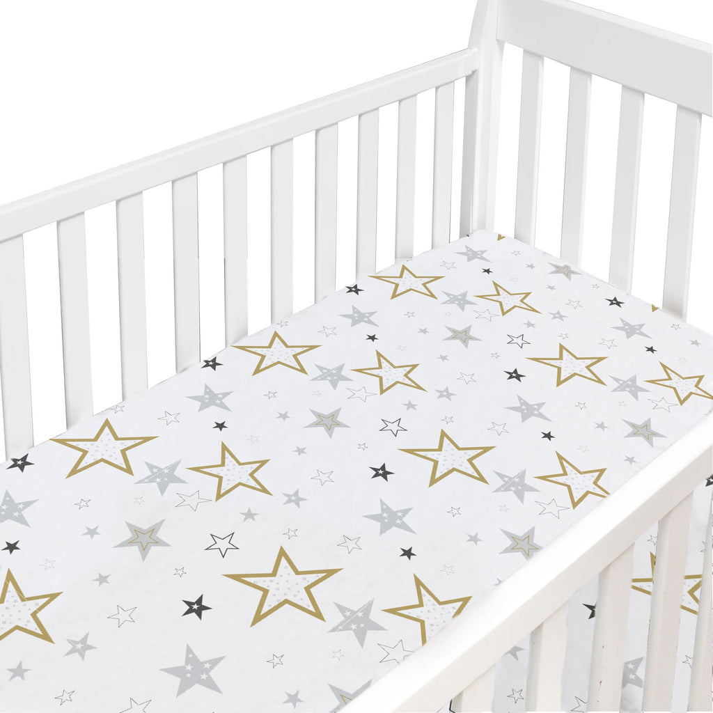 Kushies Percale Dream Crib Sheet - Golden Stars (S730-210)