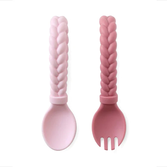 Itzy Ritzy Sweetie Silicone Baby Spoon Fork Set  - Pink
