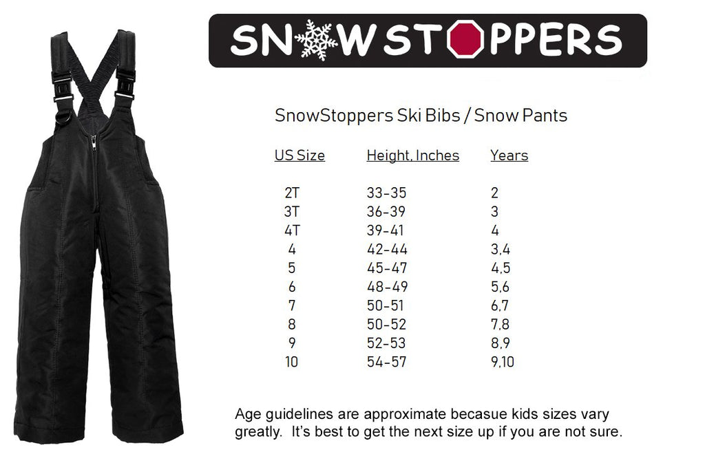 SnowStoppers Ski Bib Snow Pants Black 5yrs-7yrs