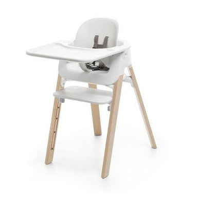Stokke Steps High Chair Bundle Complete Natural with White Seat Baby Set Tray