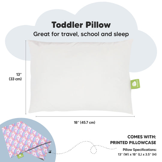 KeaBabies Printed Toddler Pillowcase 13x18'' - Unicorn Dreams