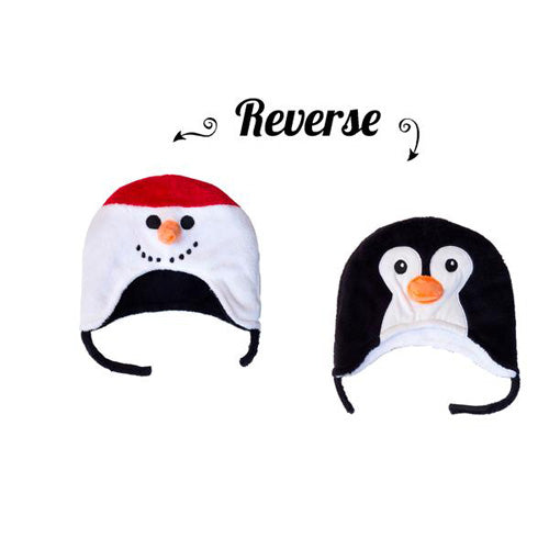 Flapjack Reversible Winter Hats Snowman/Penguin Youth