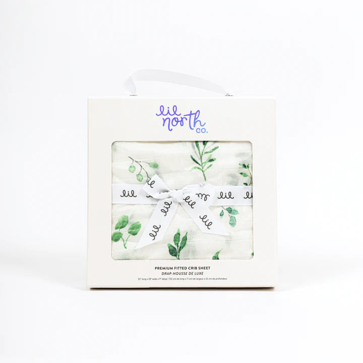 Lil North Co.Muslin Crib Sheet - Watercolour Foliage