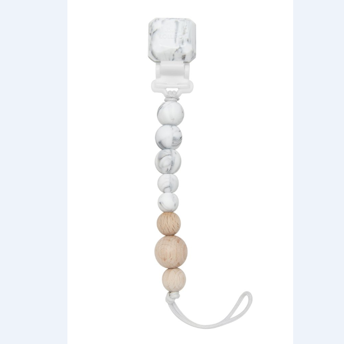 Loulou Lollipop Colour Pop Silicone & Wood Pacifier Clip - Marble