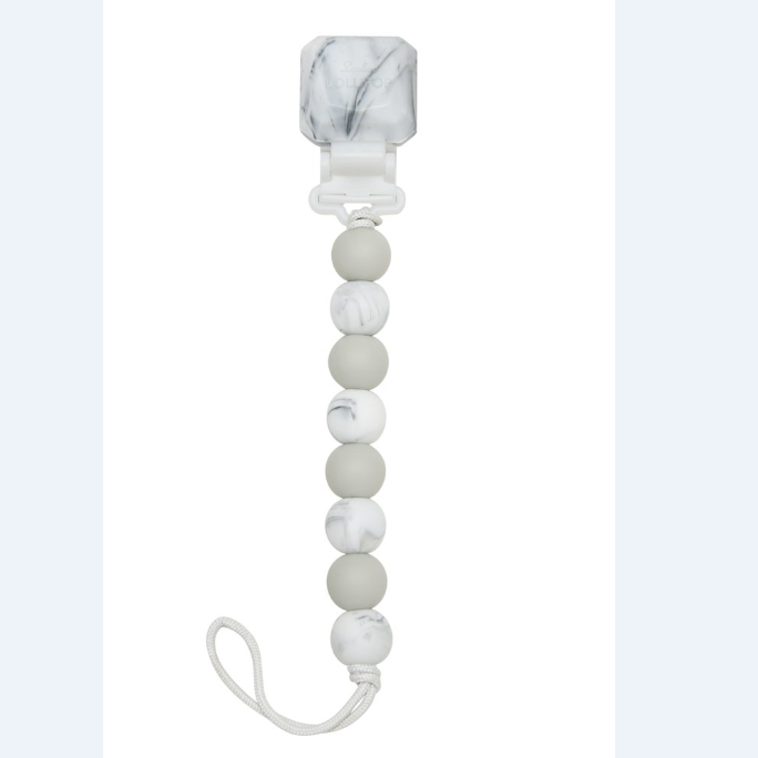 Loulou Lollipop Lolli Gem Pacifier Clip - Marble Grey