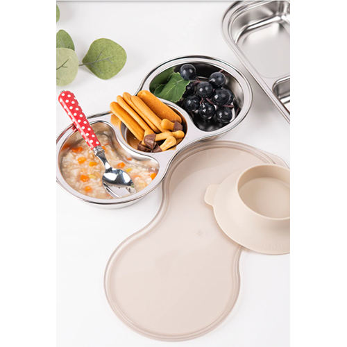 Grosmimi Stainless Baby Food Tray 3 Compartment w/Suction Plate