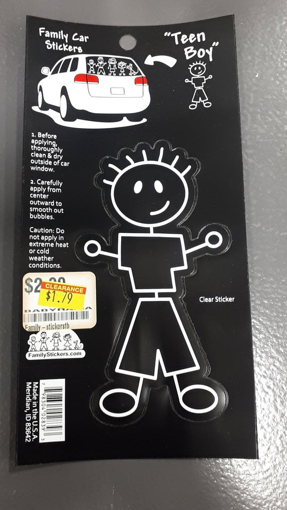 Family Car Stickers Black&White - Teen Boy