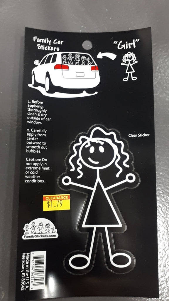 Family Car Stickers Black&White -Teen Girl
