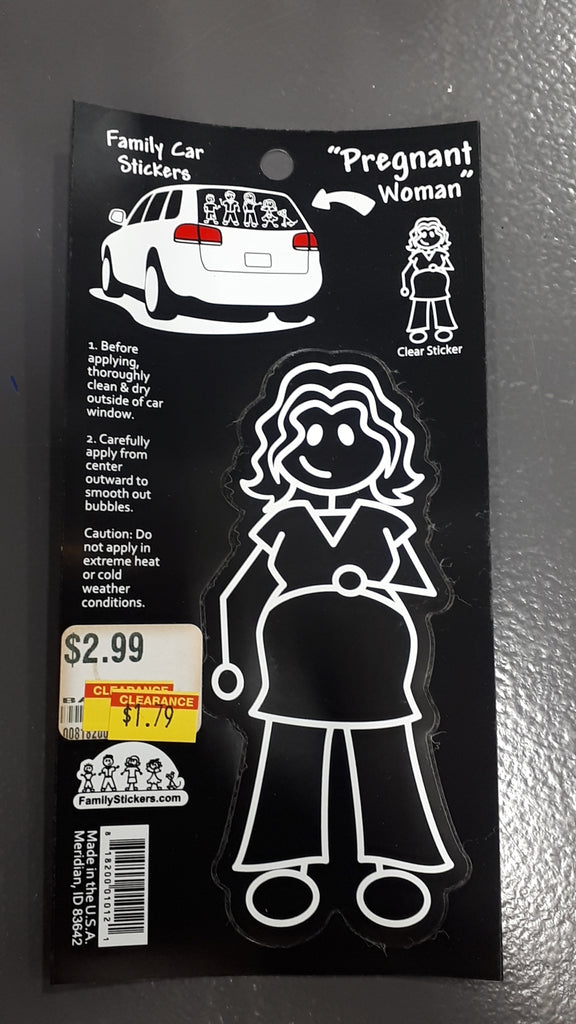 Family Car Stickers Black&White - Pregnant Woman