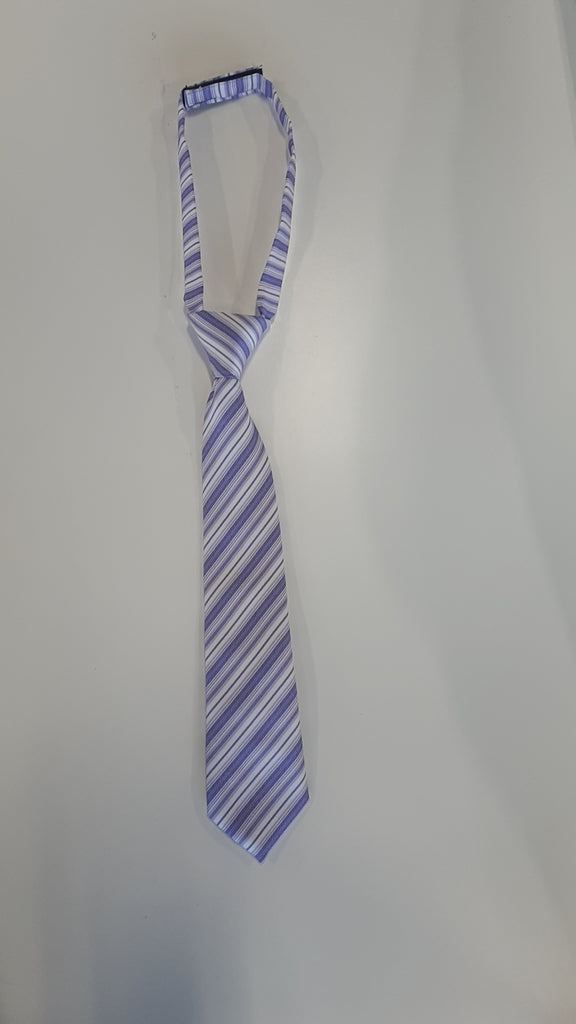 Liv and Lily Boy Necktie Two Tone Turple Stripes and White