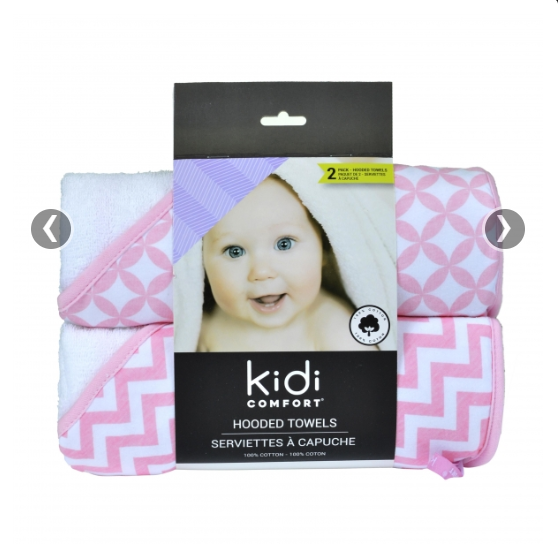 KidiComfort Hooded Towel Assot Pink 2pk 2870