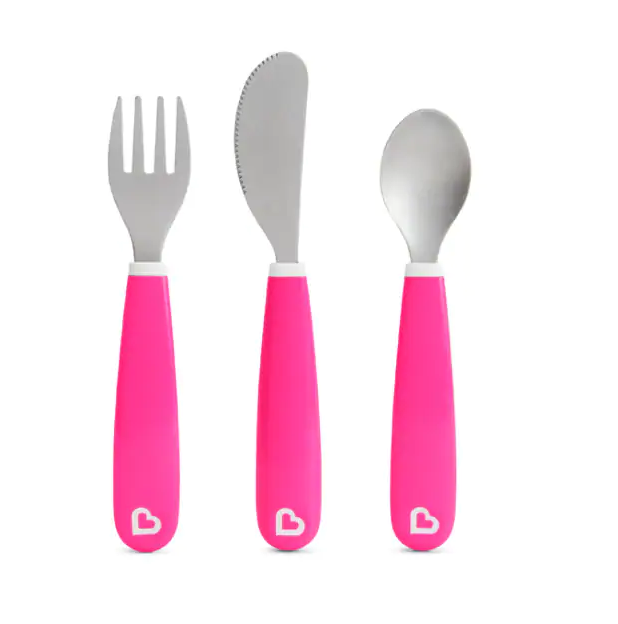 Munchkin Splash Fork Knife Spoon Pink