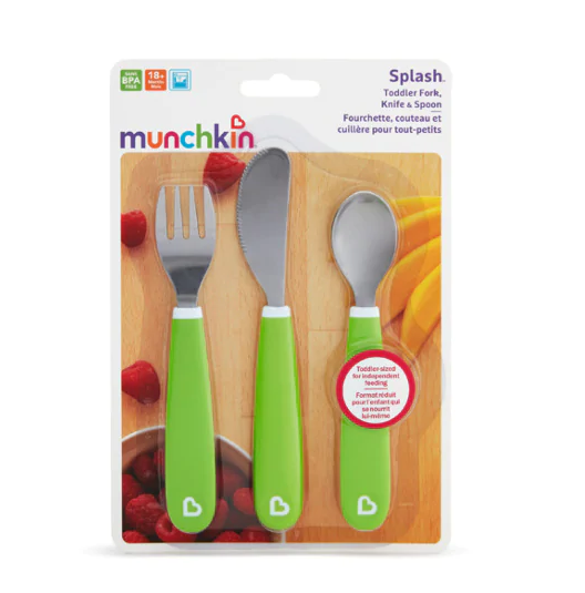 Munchkin Splash Fork Knife Spoon Green