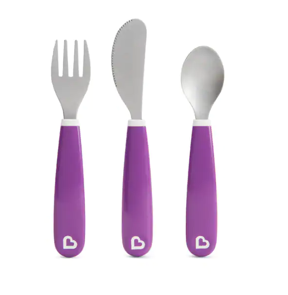 Munchkin Splash Fork Knife Spoon Purple
