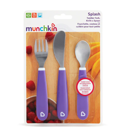 Munchkin Splash Fork Knife Spoon Purple