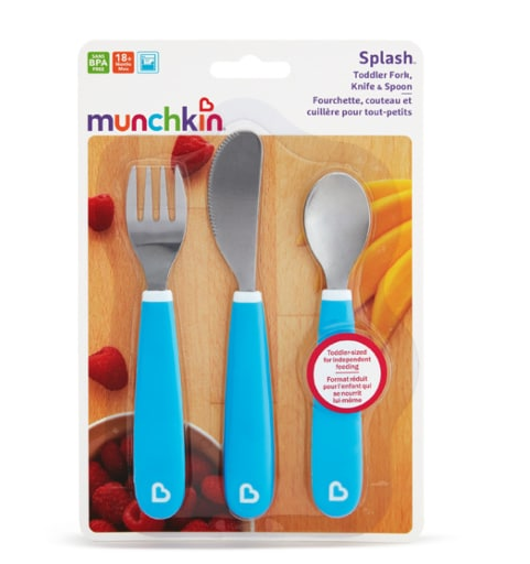 Munchkin Splash Fork Knife Spoon Blue