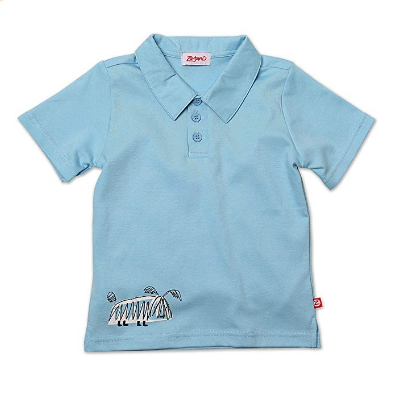 Zutano Scruffy Screen Polo Shirt - Bluebird