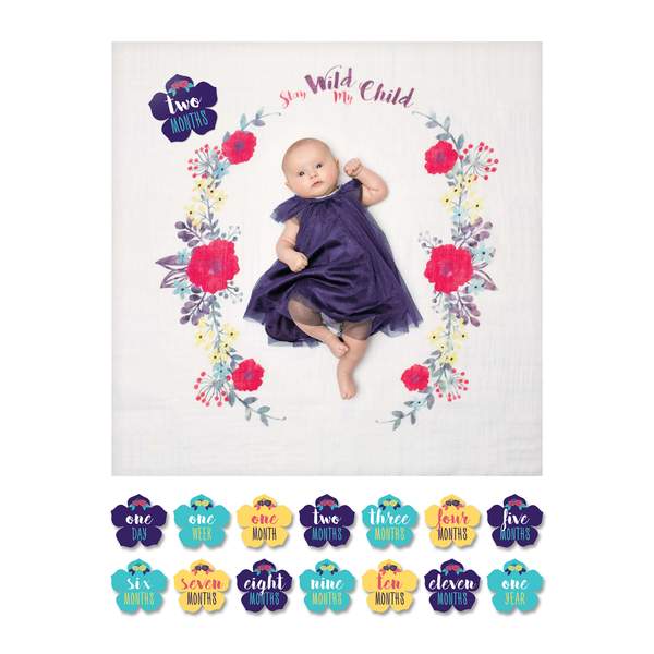 Lulujo Baby's 1st Year Blanket & Cards Set - Stay Wild My Child LJ586