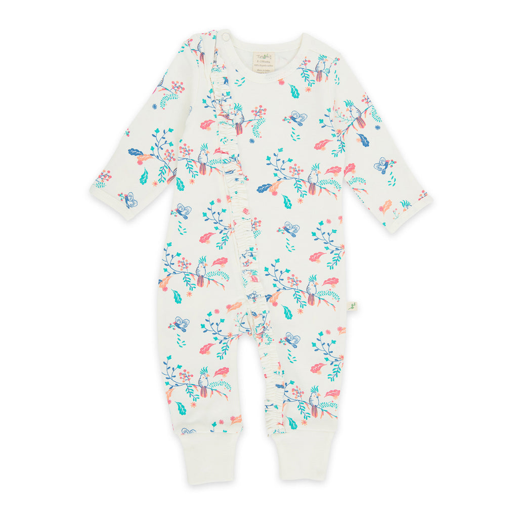 Tiny Twig Frill Zipsuit - Garden Floral Long Sleeve