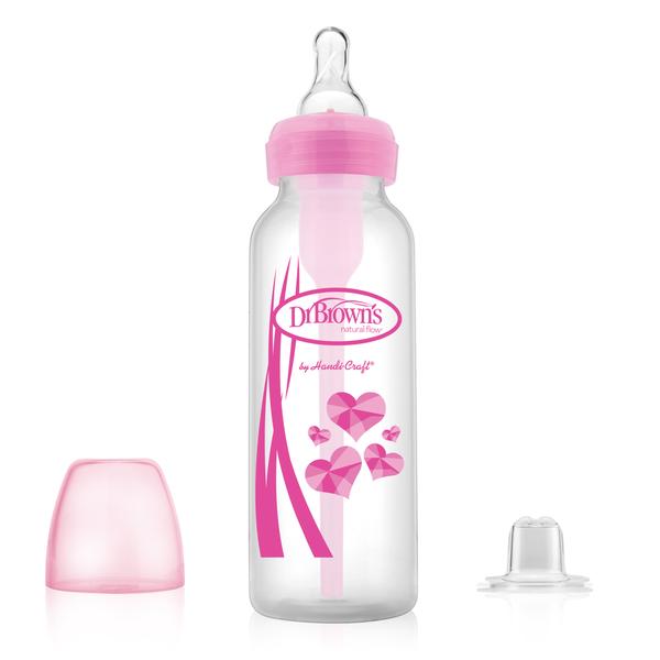 Dr Brown's Options Baby Bottle 2-in-1 Transition Bottle Kit 8oz Pink
