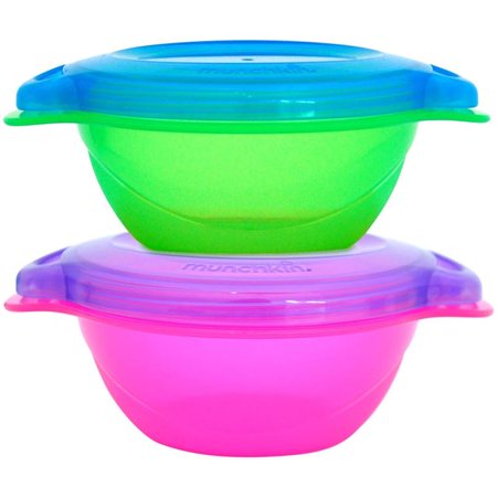 Munchkin Click Lock Toddler Bowls 2pk-Green/Pink