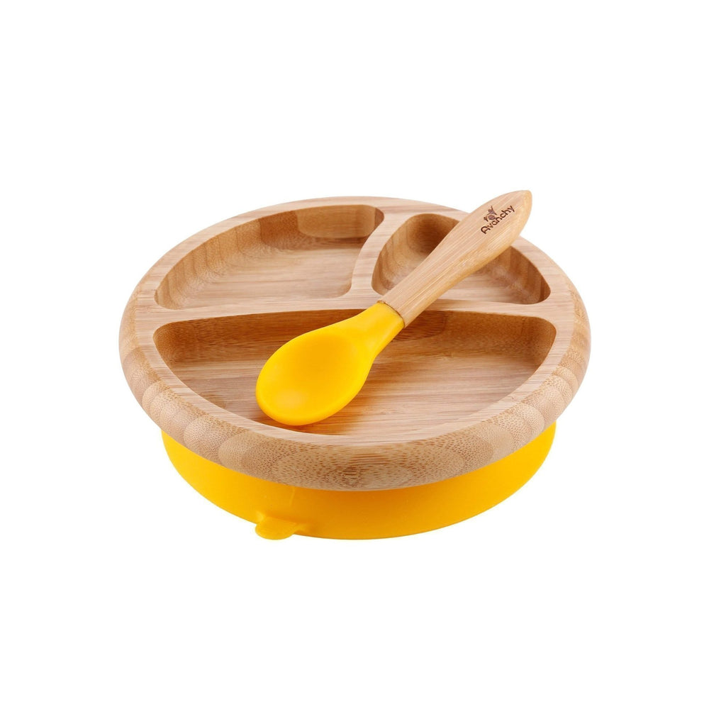 Avanchy Bamboo Suction Baby Plate + Spoon - Yellow AV2004