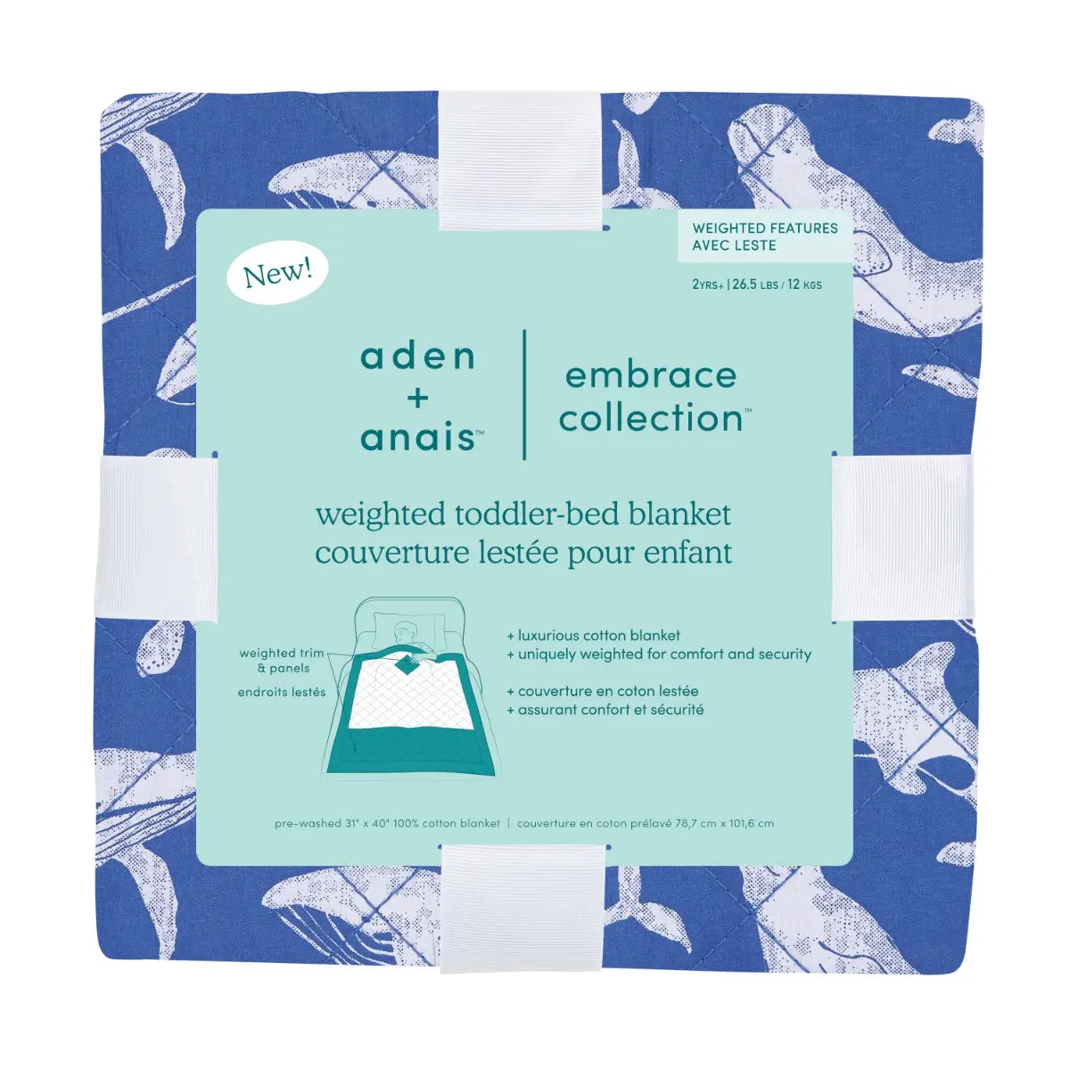 Aden Anais Weighted Toddler Bed Blanket Whale Babyrama