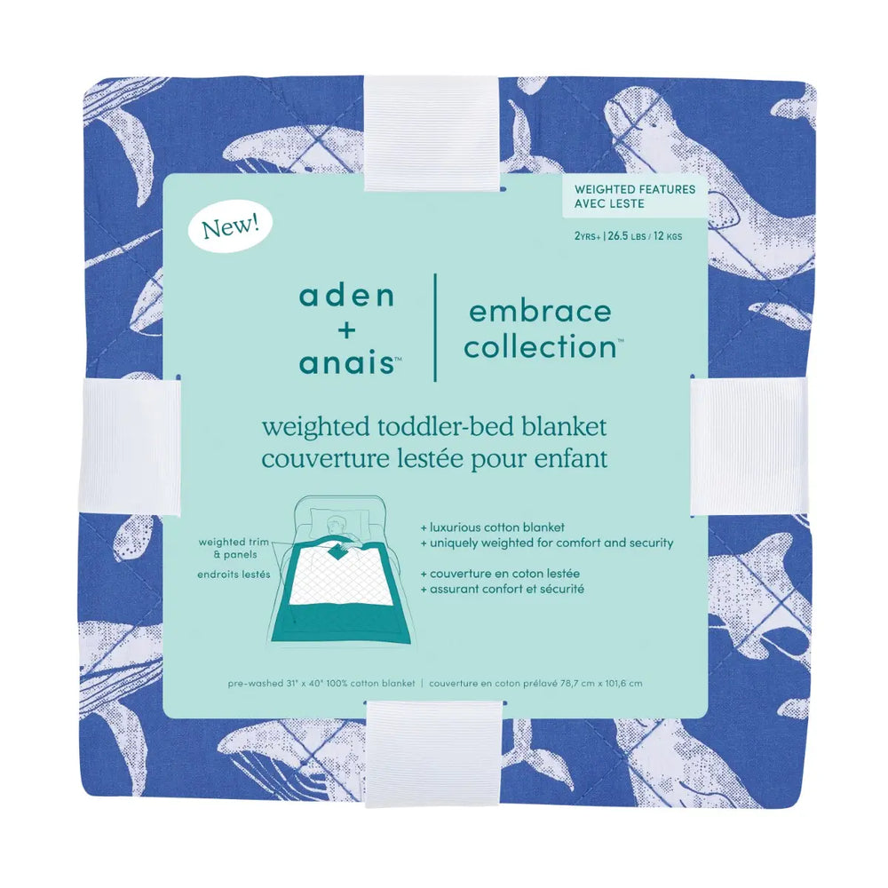 Aden+Anais Weighted Toddler Bed Blanket - Whale