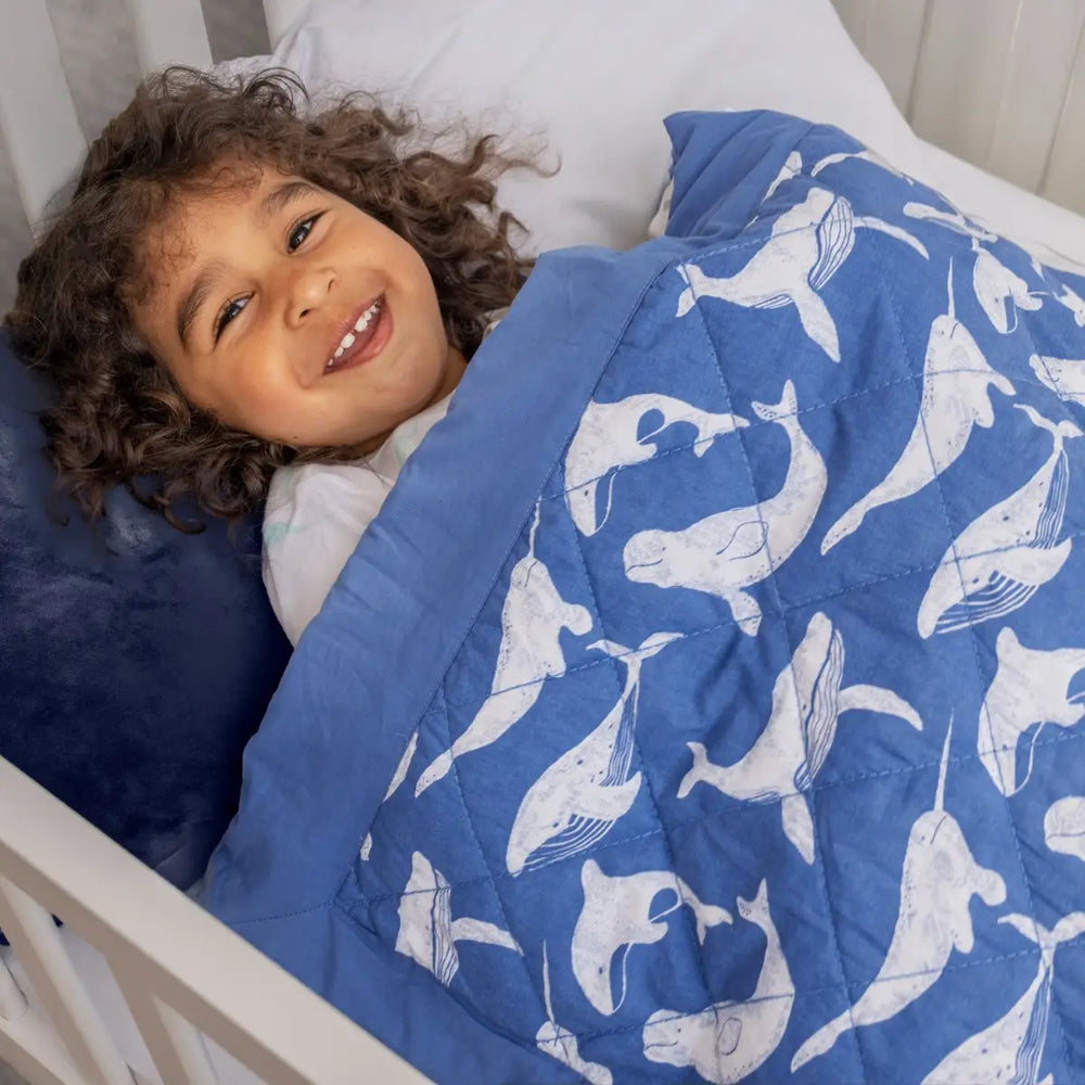 Aden+Anais Weighted Toddler Bed Blanket - Whale