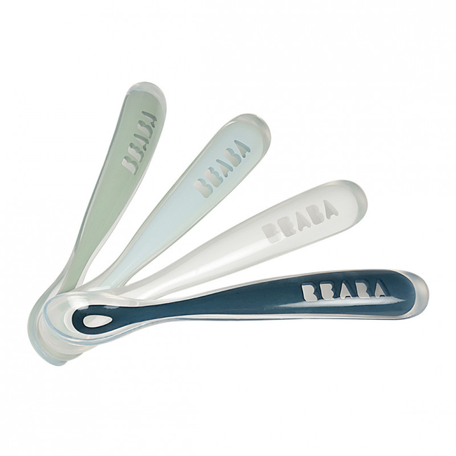 Beaba First Stage Silicone Spoons Peacock 4pk