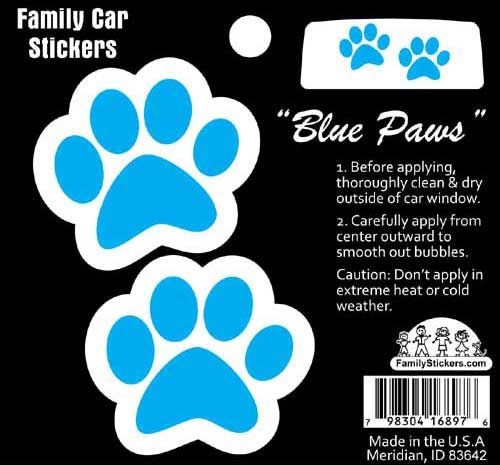 Family Car Stickers Colour - Blue Paw Prints