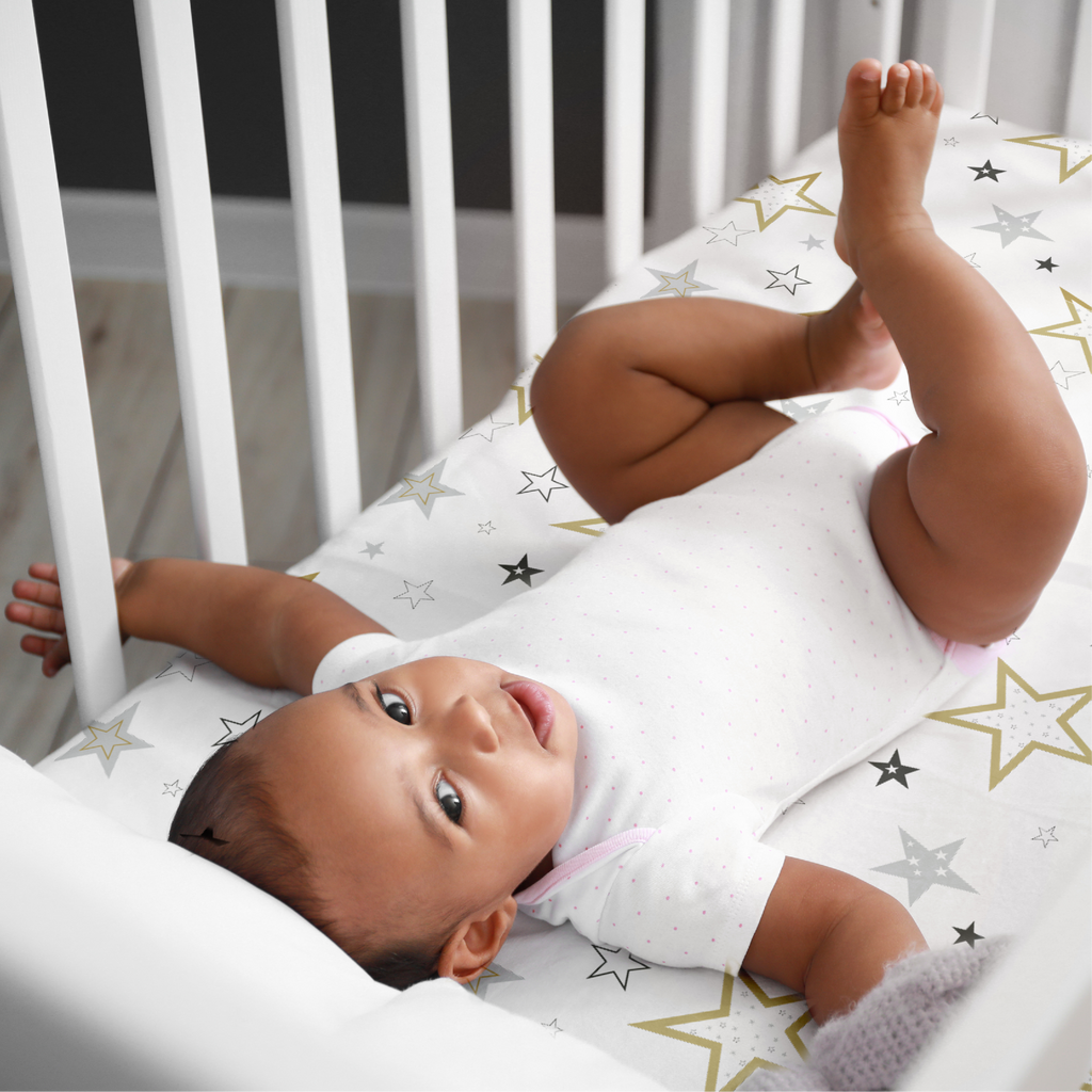 Kushies Percale Dream Crib Sheet - Golden Stars (S730-210)