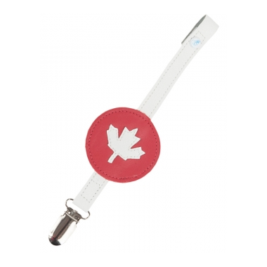 Mally Leather Pacifier Clip - Maple Leaf