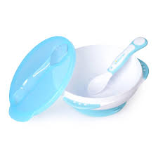 Kidsme Suction Bowl Set With Ideal Temperature Spoon Aquamarine
