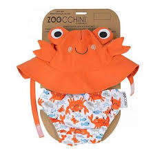 Zoocchini Swim Diaper & Sun Hat Set-Crab