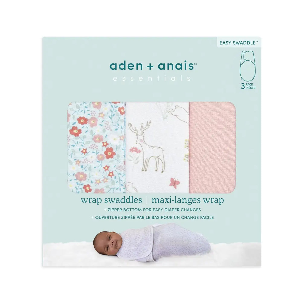 Aden+Anais Essentials Wrap Swaddles 3pk - Fairy Tale Flowers